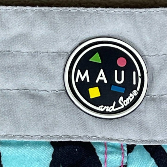 Maui And Sons Mens 30 Swim Trunks Lightweight Multicolor Pocket Drawstring Waist - Picture 10 of 12